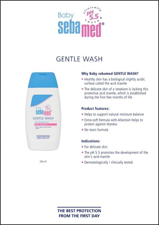 Sebamed Baby Gentle Wash 400mL - Soap-Free, No Tears, for Delicate Skin 0-3 Years with Allantoin & Squalane