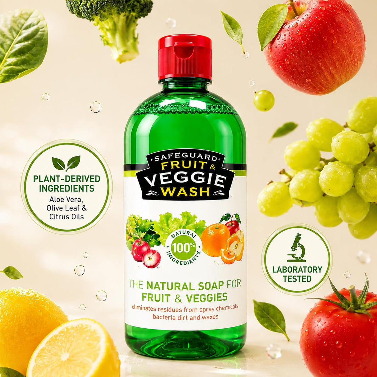 Safeguard Fruit & Veggie Wash 100% Natural and Organic - 750ml Concentrate
