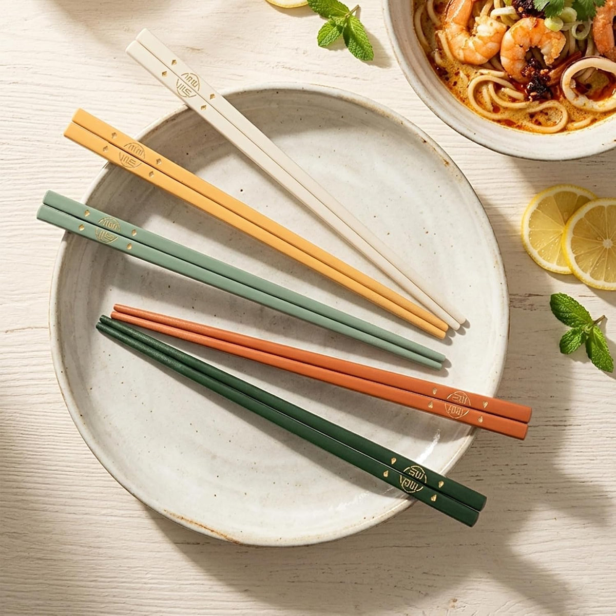 Fiberglass Chopsticks Reusable, 5 Pairs Non-slip Chop Sticks Set, Dishwasher Safe, Antibacterial and mold-resistant, BPA-free (24cm)