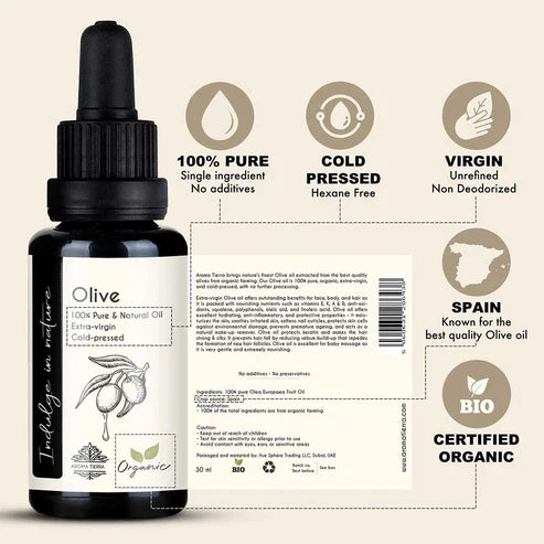 Aroma Tierra Organic Olive Oil — 100% Pure, Extra-Virgin, Cold-Pressed, Unrefined-100ml