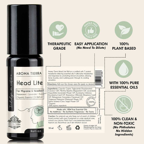 Aroma Tierra  Head Lite - Essential Oil Roll-on Organic-10ml