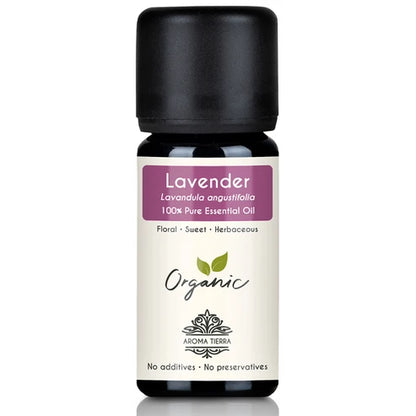 Aroma Tierra Organic Lavender Essential Oil 10ml - 100% Pure, Undiluted, Natural