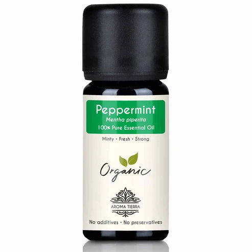 Aroma Tierra Organic Peppermint Essential Oil 10ml - 100% Pure, Undiluted, Natural