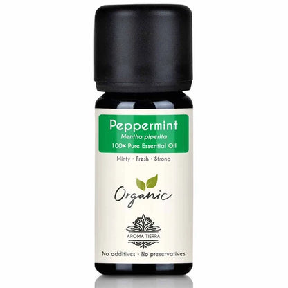 Aroma Tierra Organic Peppermint Essential Oil 10ml - 100% Pure, Undiluted, Natural