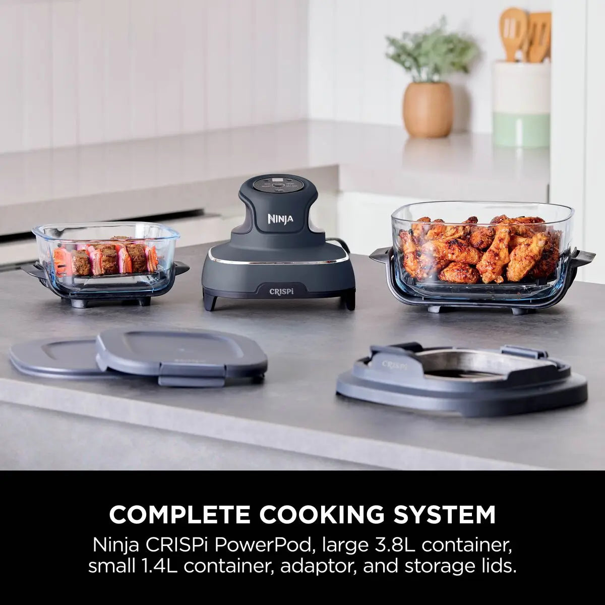 Shark Ninja Crispi 4-in-1 Portable Glass Air Fryer Cooking System,Cyberspace