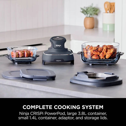 Shark Ninja Crispi 4-in-1 Portable Glass Air Fryer Cooking System,Cyberspace