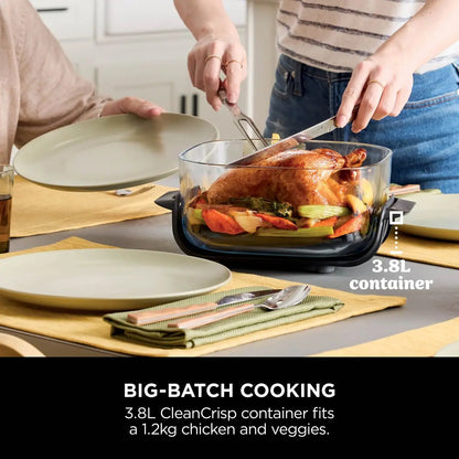 Shark Ninja Crispi 4-in-1 Portable Glass Air Fryer Cooking System,Cyberspace