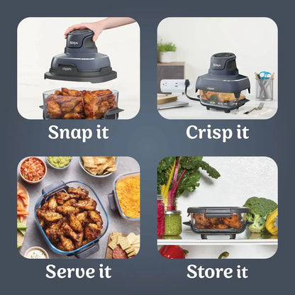 Shark Ninja Crispi 4-in-1 Portable Glass Air Fryer Cooking System,Cyberspace