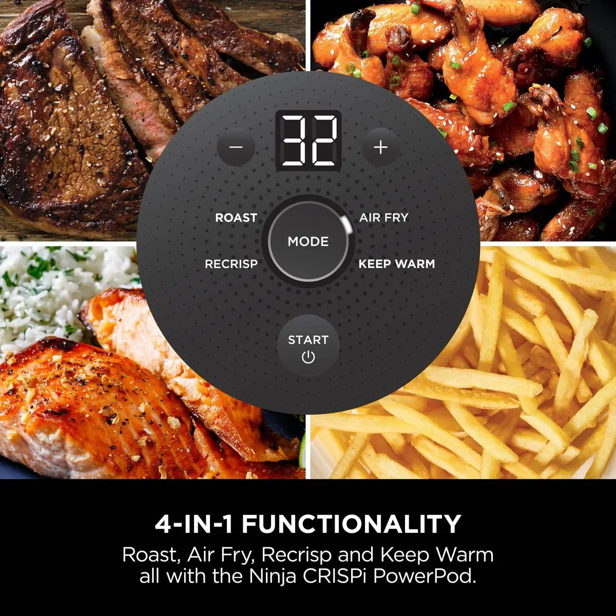 Shark Ninja Crispi 4-in-1 Portable Glass Air Fryer Cooking System,Cyberspace