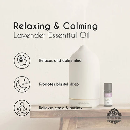 Aroma Tierra Organic Lavender Essential Oil 10ml - 100% Pure, Undiluted, Natural