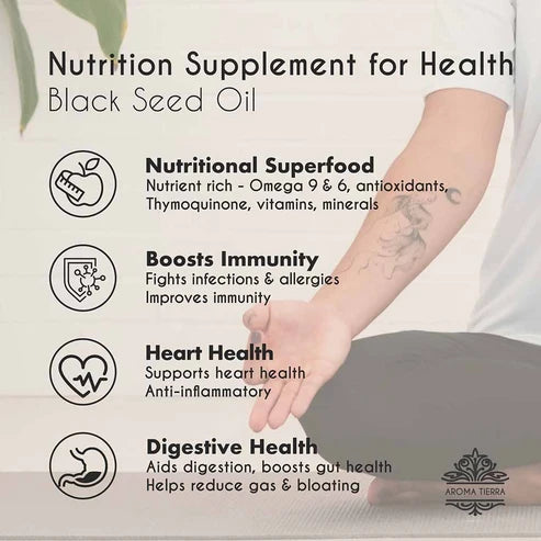 Aroma Tierra Organic Black Seed Oil 100ml (Nigella Sativa, Black Cumin) — Cold-Pressed