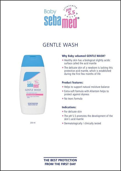 Sebamed Baby Gentle Wash 400mL - Soap-Free, No Tears, for Delicate Skin 0-3 Years with Allantoin & Squalane