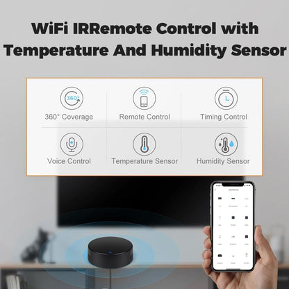 UanTii Tuya Smart IR Remote Control with Temperature Humidity, WiFi Universal Remote Controller,Smart AC Controller, Support Alexa and Google Home (IR+TH)