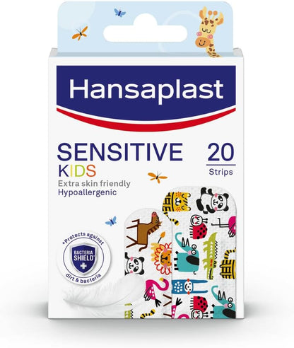 Hansaplast Sensitive Plaster for Kids XXL, Extra Skin Friendly, Hypoallergenic Wound Protection, Painless to Remove and Non-Stick Wound Pad, Soft and Breathable Material, 20 Strips