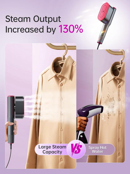 DR.FLASH Handheld Garment Steamer for Clothes | 2 in 1 Portable Steamer and Iron | Mini Travel Steam Iron for Home & Travel | Wrinkle Remover, 220-240V