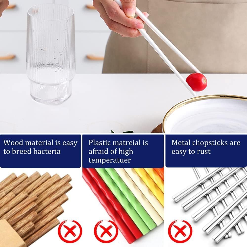 ELECDON Ceramic Chopsticks Set of 5, Porcelain Chinese Chopsticks, Cute Easy to Clean, Great Replacement for Plastic/Wooden, Reusable Dishwasher Safe, 9.7 Inch
