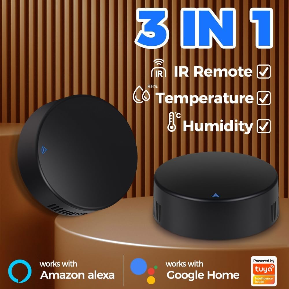 UanTii Tuya Smart IR Remote Control with Temperature Humidity, WiFi Universal Remote Controller,Smart AC Controller, Support Alexa and Google Home (IR+TH)