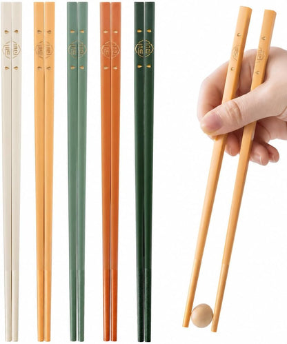 Fiberglass Chopsticks Reusable, 5 Pairs Non-slip Chop Sticks Set, Dishwasher Safe, Antibacterial and mold-resistant, BPA-free (24cm)