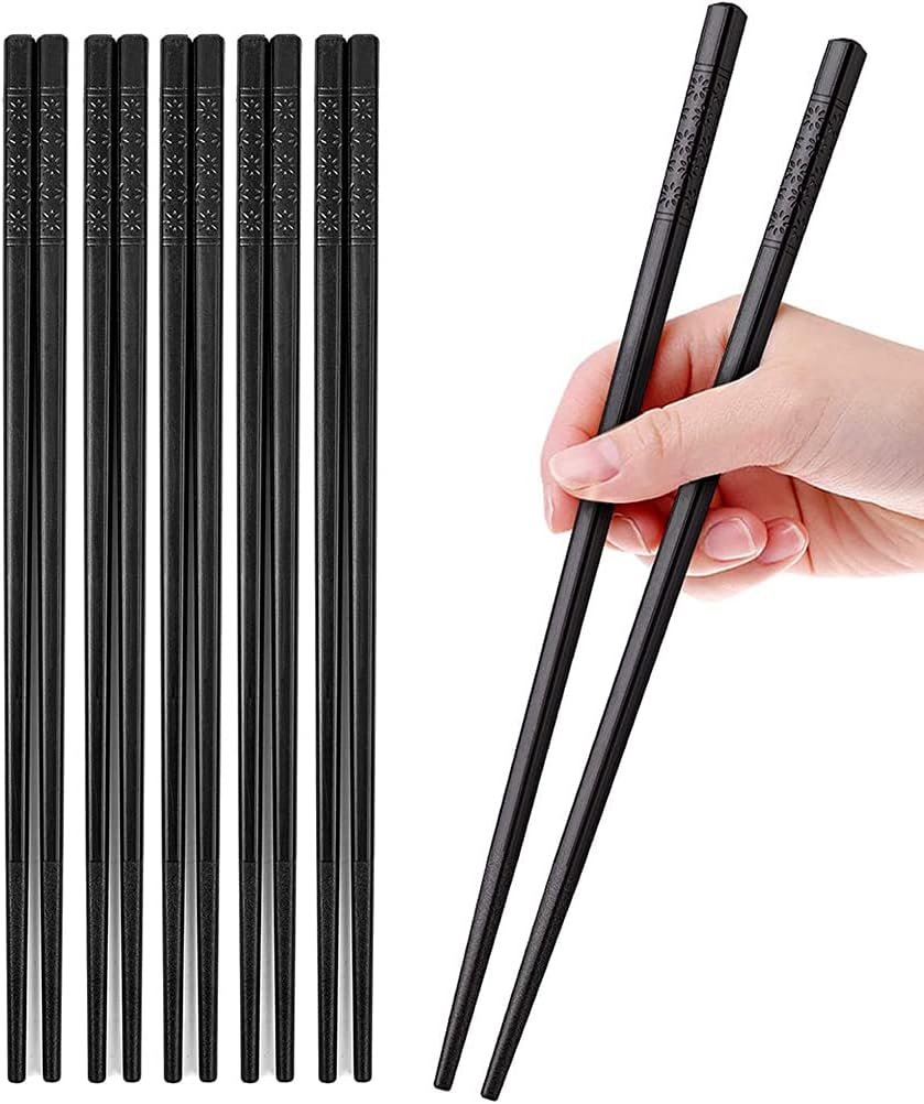 Funito 10 Pairs Fiberglass Chopsticks - Reusable Chopsticks Dishwasher Safe, 24cm