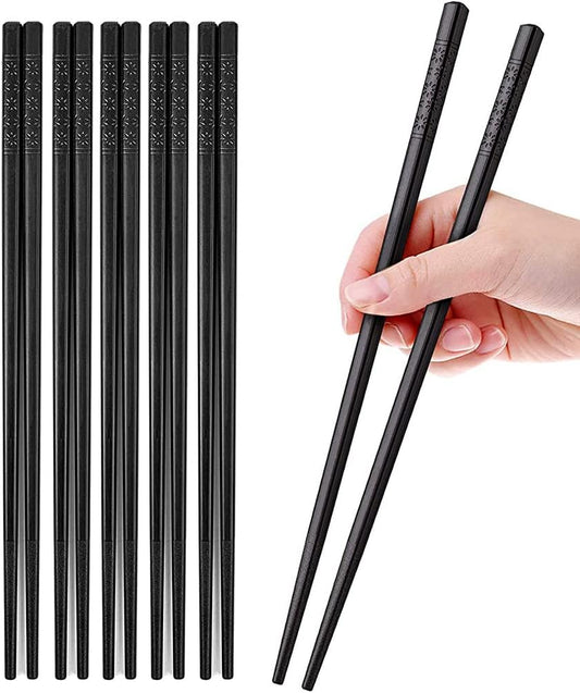 Funito 10 Pairs Fiberglass Chopsticks - Reusable Chopsticks Dishwasher Safe, 24cm