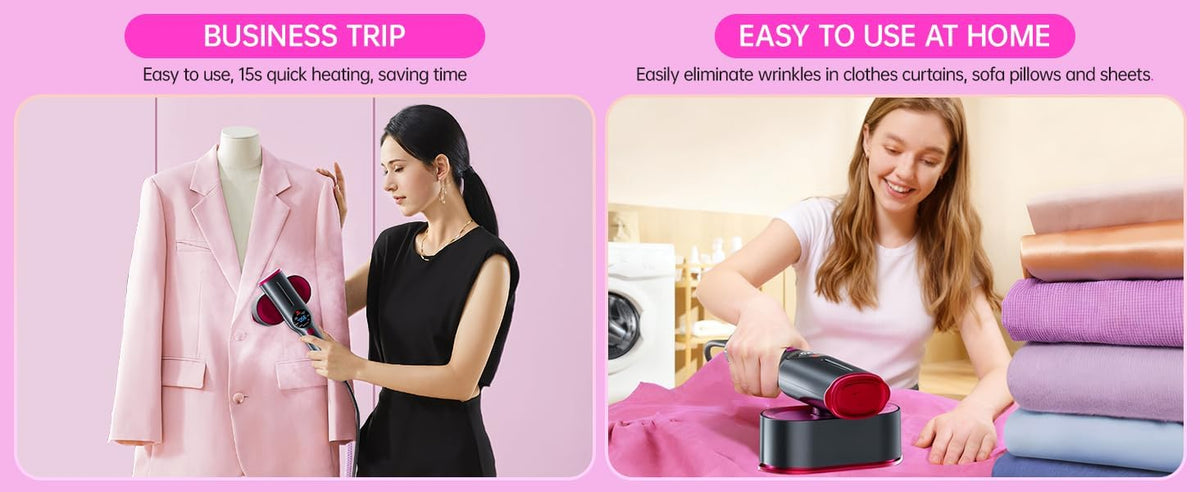DR.FLASH Handheld Garment Steamer for Clothes | 2 in 1 Portable Steamer and Iron | Mini Travel Steam Iron for Home & Travel | Wrinkle Remover, 220-240V