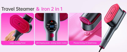 DR.FLASH Handheld Garment Steamer for Clothes | 2 in 1 Portable Steamer and Iron | Mini Travel Steam Iron for Home & Travel | Wrinkle Remover, 220-240V
