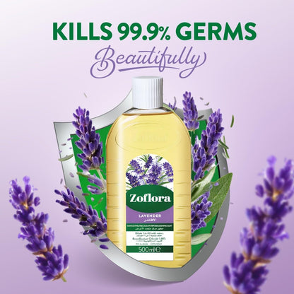 Zoflora Multipurpose Disinfectant Lavender 500ml | Antibacterial Cleaning | Eliminates Odours | 24-Hour Fragrance