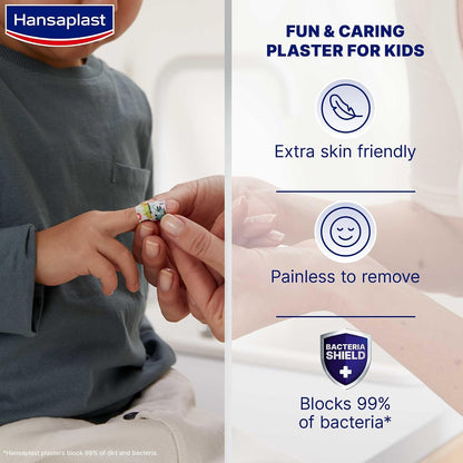 Hansaplast Sensitive Plaster for Kids XXL, Extra Skin Friendly, Hypoallergenic Wound Protection, Painless to Remove and Non-Stick Wound Pad, Soft and Breathable Material, 20 Strips