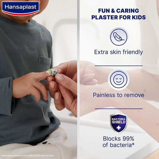 Hansaplast Sensitive Plaster for Kids XXL, Extra Skin Friendly, Hypoallergenic Wound Protection, Painless to Remove and Non-Stick Wound Pad, Soft and Breathable Material, 20 Strips