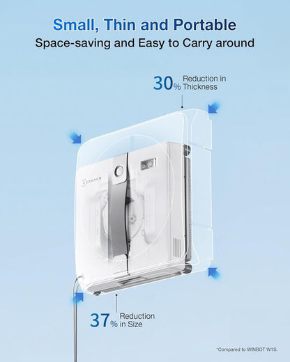 ECOVACS WINBOT MINI Robotic Window Cleaner | 7,500Pa Suction | Ultrasonic Double-Nozzle Spray | WIN-SLAM 3.0 | 3 Cleaning Modes | App Control