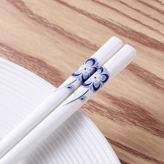 ELECDON Ceramic Chopsticks Set of 5, Porcelain Chinese Chopsticks, Cute Easy to Clean, Great Replacement for Plastic/Wooden, Reusable Dishwasher Safe, 9.7 Inch
