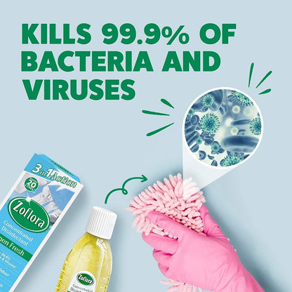 Zoflora Linen Fresh Concentrated Multipurpose Disinfectant 500ml | Kills 99.9% of Bacteria & Viruses | Makes 20 Litres | Eliminates Odours