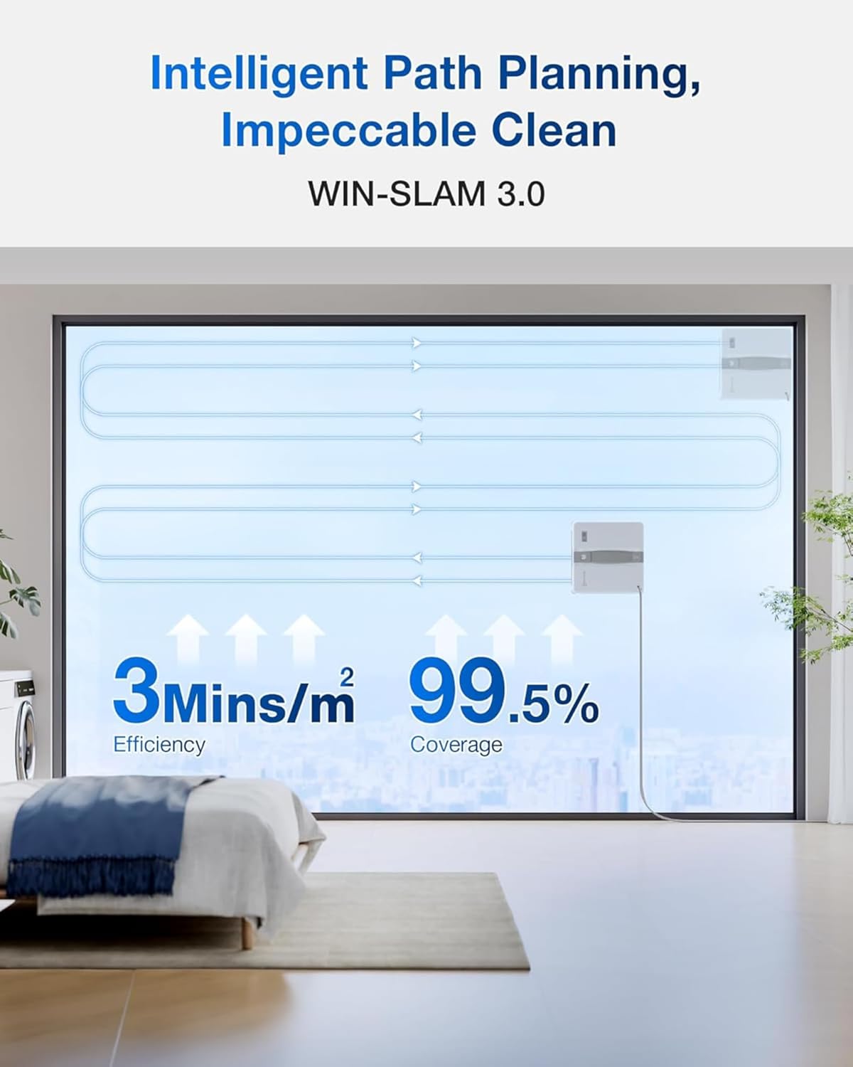 ECOVACS WINBOT MINI Robotic Window Cleaner | 7,500Pa Suction | Ultrasonic Double-Nozzle Spray | WIN-SLAM 3.0 | 3 Cleaning Modes | App Control