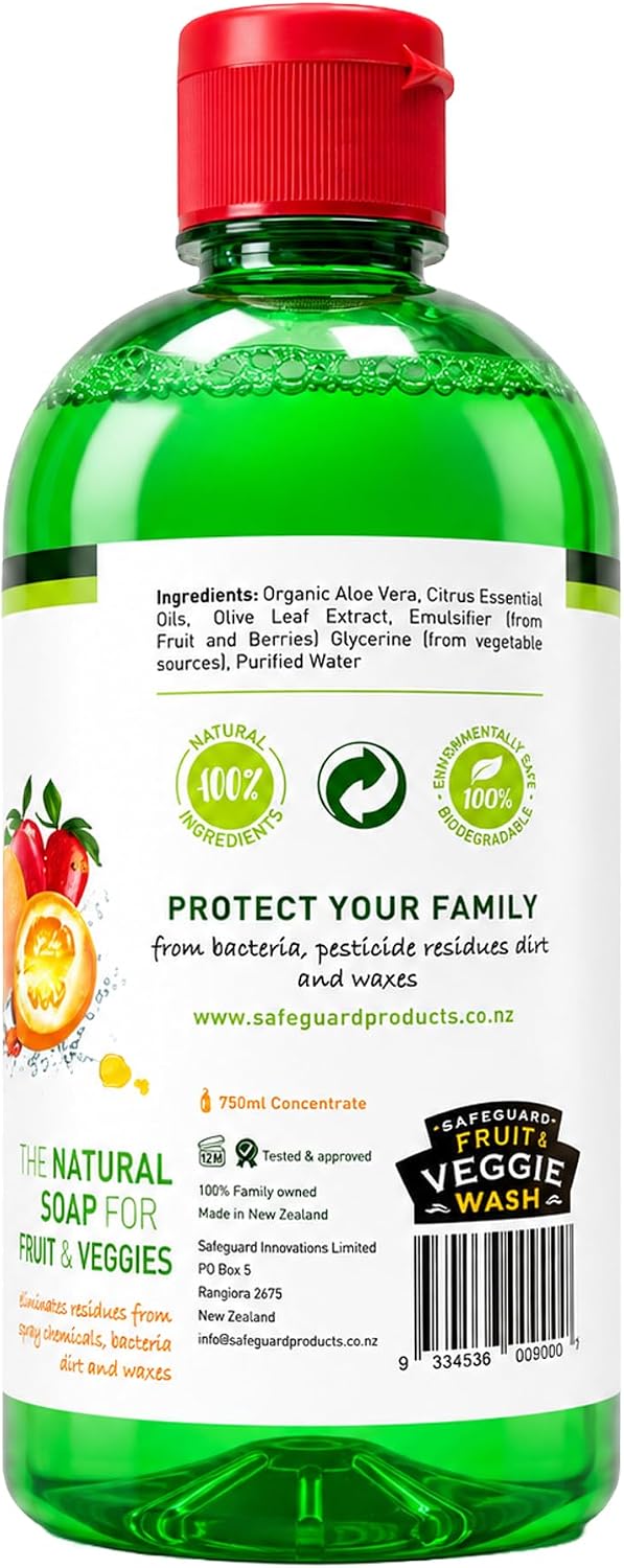 Safeguard Fruit & Veggie Wash 100% Natural and Organic - 750ml Concentrate