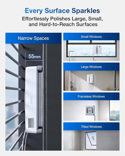 ECOVACS WINBOT MINI Robotic Window Cleaner | 7,500Pa Suction | Ultrasonic Double-Nozzle Spray | WIN-SLAM 3.0 | 3 Cleaning Modes | App Control