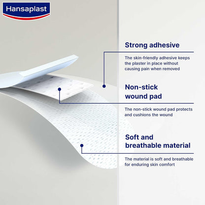 Hansaplast Sensitive Plaster for Kids XXL, Extra Skin Friendly, Hypoallergenic Wound Protection, Painless to Remove and Non-Stick Wound Pad, Soft and Breathable Material, 20 Strips