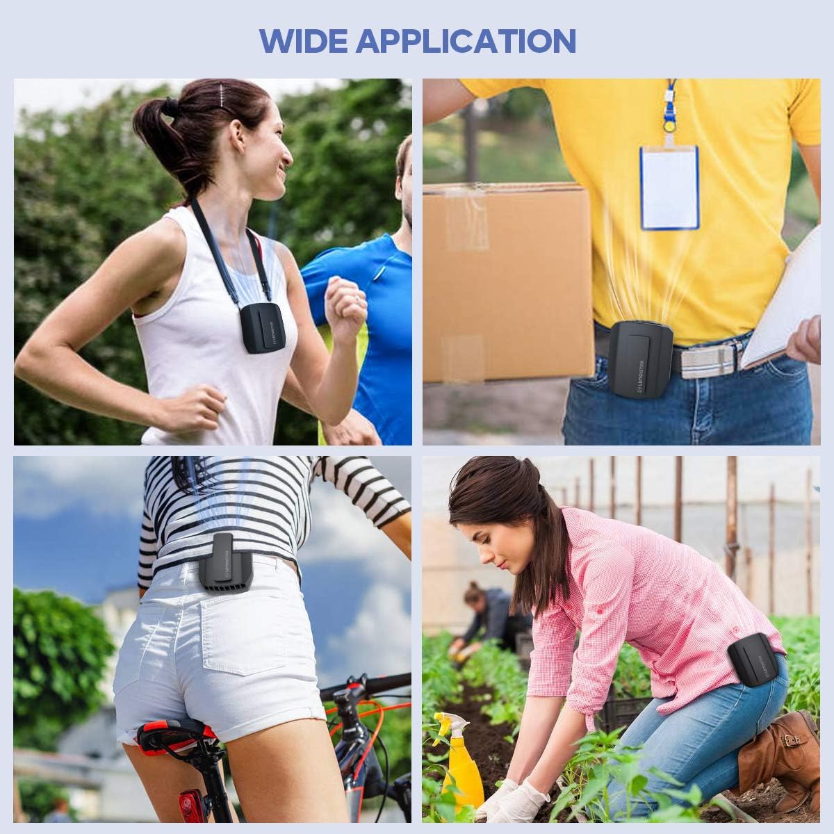 LEMOISTAR Portable Mini Waist Clip Fan, 5000mAh Battery Operated Hand-free Wearable Necklace Fan