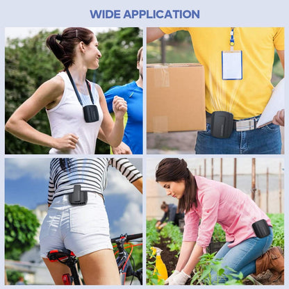 LEMOISTAR Portable Mini Waist Clip Fan, 5000mAh Battery Operated Hand-free Wearable Necklace Fan