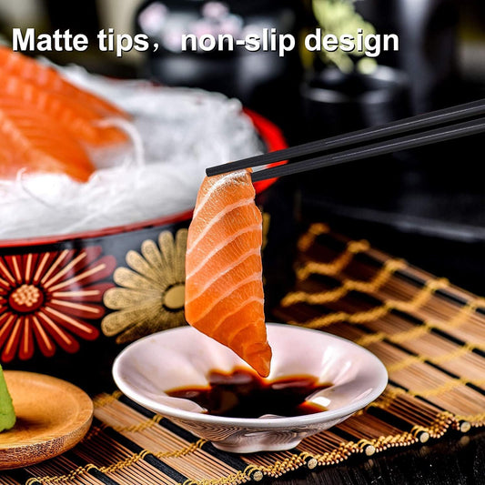 MMMA 10 Pairs Chopsticks Reusable - 9.5 Inch Fiberglass Chopsticks Dishwasher Safe, Japanese Style Non-Slip Chop Sticks Pack, Multicolor