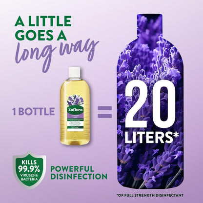 Zoflora Multipurpose Disinfectant Lavender 500ml | Antibacterial Cleaning | Eliminates Odours | 24-Hour Fragrance