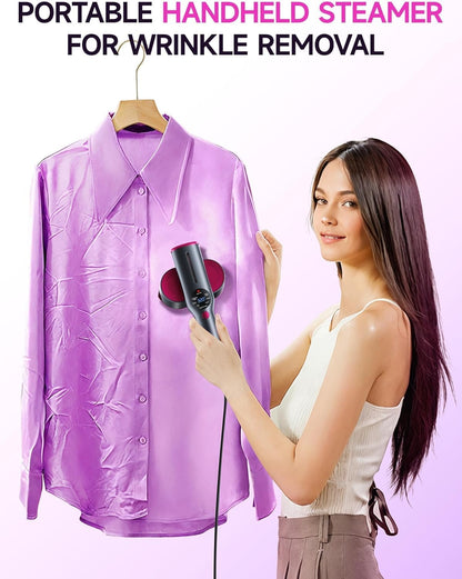 DR.FLASH Handheld Garment Steamer for Clothes | 2 in 1 Portable Steamer and Iron | Mini Travel Steam Iron for Home & Travel | Wrinkle Remover, 220-240V