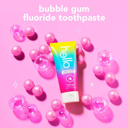 hello Unicorn Sparkle Kids Fluoride Toothpaste – Natural Bubble Gum Flavor, Ages 2+, ADA Accepted, Vegan, SLS & Gluten Free – 4.2 oz (119 g)