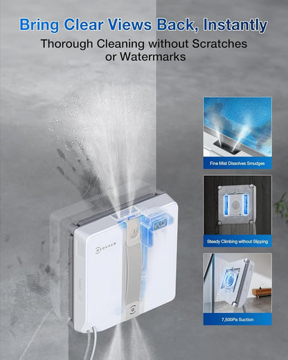 ECOVACS WINBOT MINI Robotic Window Cleaner | 7,500Pa Suction | Ultrasonic Double-Nozzle Spray | WIN-SLAM 3.0 | 3 Cleaning Modes | App Control