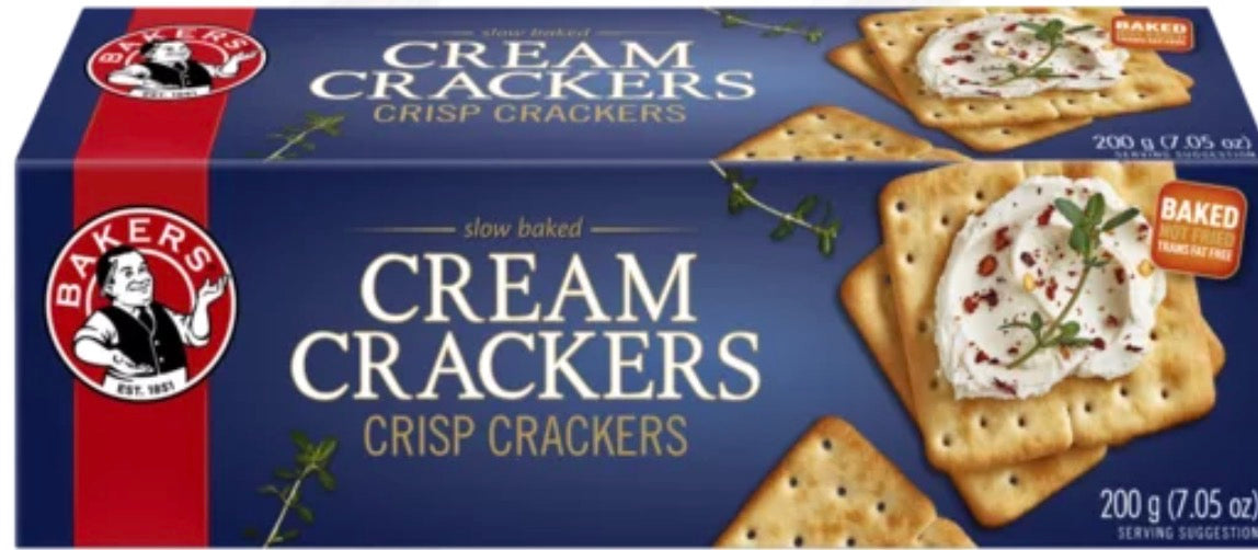 Bakers Cream Crackers 200g (Baked, Not Fried) 25kcal/biscuit