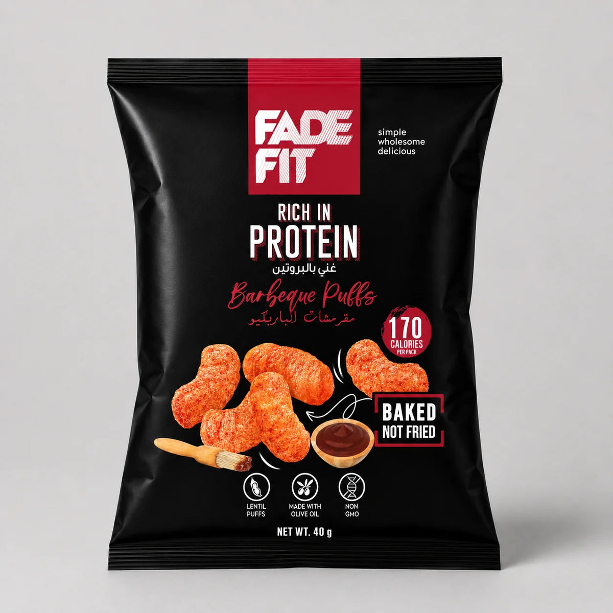 Fade Fit BBQ Protein Puffs 40g | 170 Calories | Baked, Not Fried