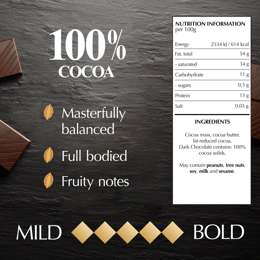 Lindt Excellence 100% Pure Cocoa Chocolate 50g